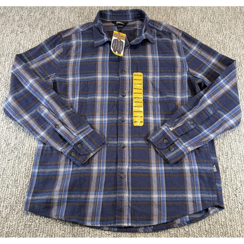 Eddie Bauer Mens Blue Plaid Button Down Flannel Shirt‎ Sz Medium Outdoors